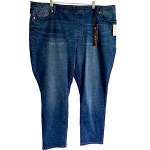 DG2 Diane Gilman Blue Pull On Elastic Waist Denim Jeggings Jeans 3X Tall NEW NWT